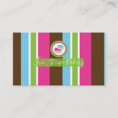 Cute Colorful Bakery Macaroons Fun Stripe Visitekaartje (Voorkant)