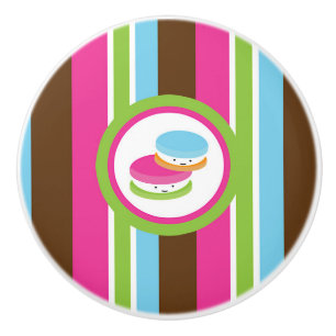 Cute Colorful Bakery Macaroons Fun Stripes Keramische Knop