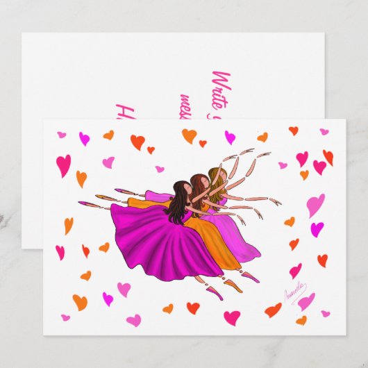 Cute Colorful Ballerinas Dancing and Jumping (Voorkant / Achterkant)