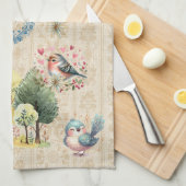 Cute Colorful Birds Theedoek (Quarter Fold)