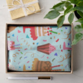 Cute Colorful Birthday Cakes and Cupcakes on blue Tissuepapier (Geschenk)