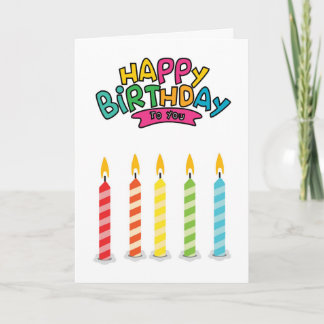 Cute Colorful Birthday Candles Greeting Card Kaart