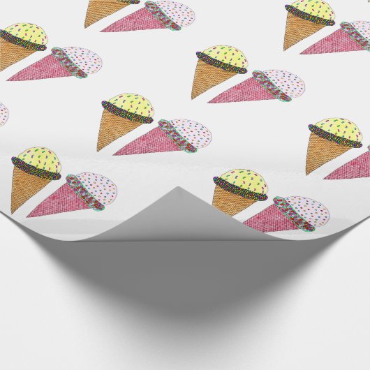 Cute Colorful Birthday Ice Cream Cadeaupapier (Hoek)