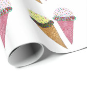 Cute Colorful Birthday Ice Cream Cadeaupapier (Rol Hoek)