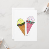 Cute Colorful Birthday Ice Cream Kaart (Voorkant / Achterkant in situ)