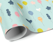 Cute Colorful Birthday Party ballonpatroonpatroonp Cadeaupapier (Rol Hoek)