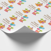 Cute Colorful Birthday Party Dinosaurs Cadeaupapier (Hoek)