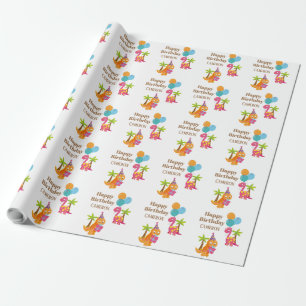 Cute Colorful Birthday Party Dinosaurs Cadeaupapier