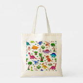 Cute Colorful Blue Green Pattern Dinosaur Tote Bag (Achterkant)