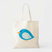 Cute colorful blue quirky bird canvas tas (Voorkant)