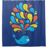 Cute Colorful Blue Whale Douchegordijn (Voorkant)