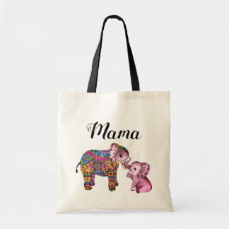 Cute Colorful Boho Moeder en Baby Elephant Tote Bag