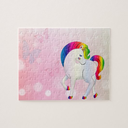 Cute, Colorful, Bokeh, Rainbow Unicor Legpuzzel (Horizontaal)