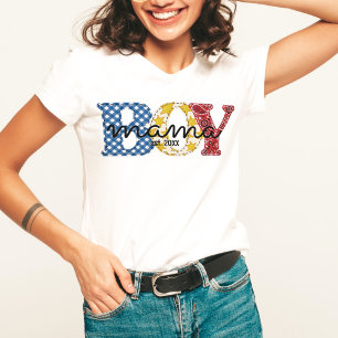 Cute Colorful Boy Mama Est Date Land Rodeo Mam T-shirt