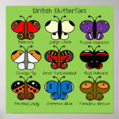 Cute Colorful British Butterfly Poster (Voorkant)