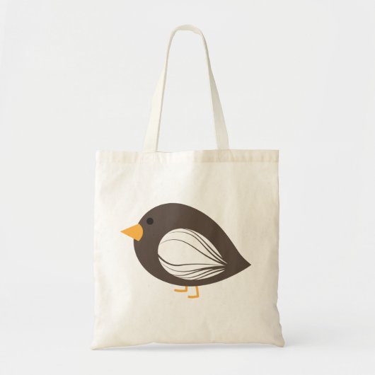 Cute colorful brown quirky bird canvas tas (Voorkant)