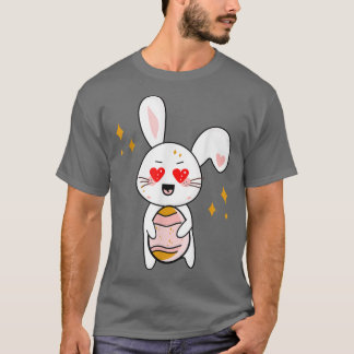 Cute Colorful Bunny Face Tie Dye Red Heart Flower T-shirt