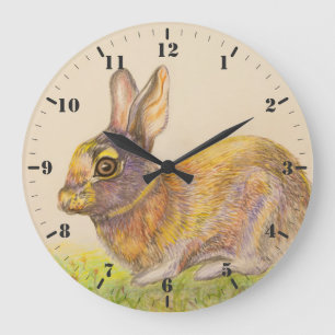 Cute colorful Bunny-tekenkunst Grote Klok