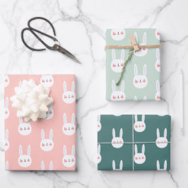 Cute Colorful Bunny White Rabbit Pastel Color Inpakpapier Vel