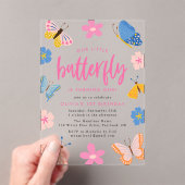 Cute Colorful Butterflies 1st Birthday Party Acryl Uitnodigingen (Insitu (Draagbaar))