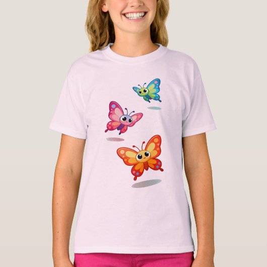 Cute Colorful Butterflies Kids T-Shirt (Voorkant)