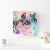 Cute Colorful Butterflies Vierkante Klok (Huis)
