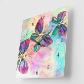 Cute Colorful Butterflies Vierkante Klok (Hoek)