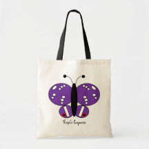 Cute Colorful Butterfly Canvas tas - Paarse keizer