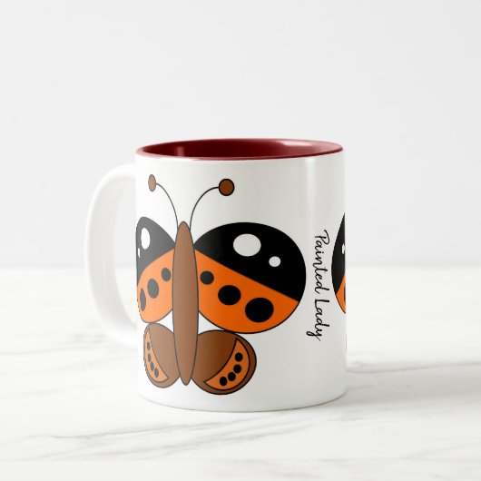 Cute Colorful Butterfly Mok - Dame met schilderije (Voorkant links)