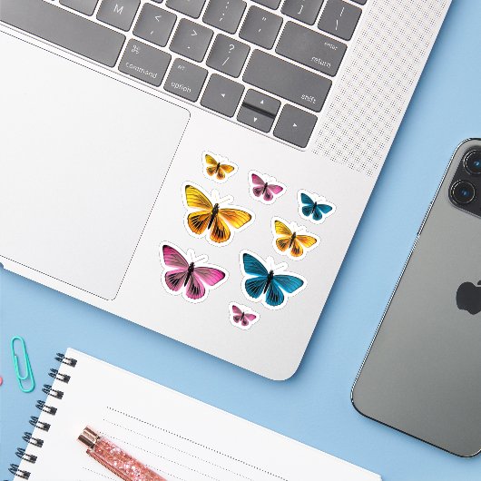 Cute Colorful Butterfly Sticker (Laptop met iPhone)