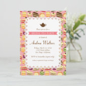 Cute Colorful Cakes Illustration Bridal Tea Party Kaart (Staand voorkant)