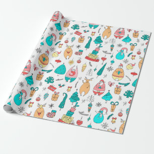 Cute Colorful Cartoon Animals Pattern Cadeaupapier