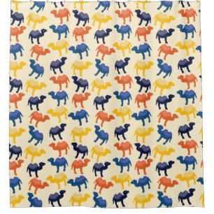 Cute Colorful Cartoon Camels Pattern Douchegordijn