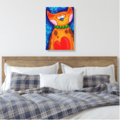 Cute Colorful Cartoon Cat Big Heart Canvas Afdruk (Insitu (Slaapkamer))