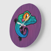 Cute Colorful Cartoon Gecko Grote Klok (Hoek)