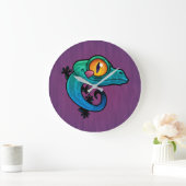 Cute Colorful Cartoon Gecko Grote Klok (Huis)