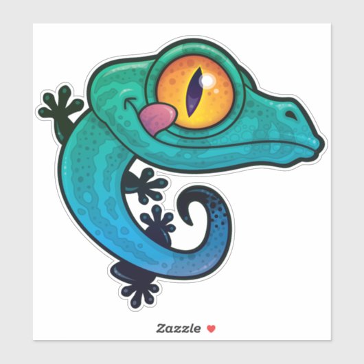 Cute Colorful Cartoon Gecko Sticker (Vel)