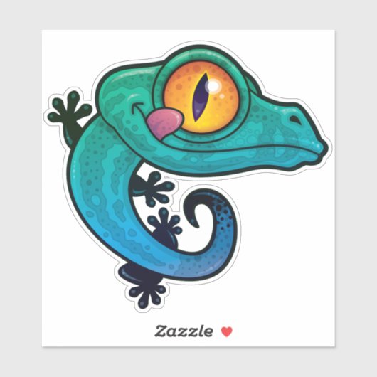 Cute Colorful Cartoon Gecko Sticker (Vel)