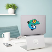 Cute Colorful Cartoon Gecko Sticker (Laptop op bureau)