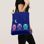 Cute Colorful Cartoon Ownership Night Sky Tote Bag (Dichtbij)