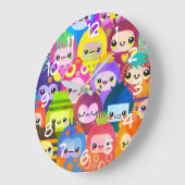 Cute Colorful Cartoon People Characters Grote Klok (Hoek)