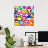 Cute Colorful Cartoon People Characters Poster (Thuiskantoor)