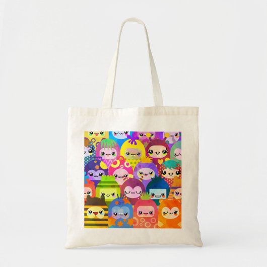 Cute Colorful Cartoon People Characters Tote Bag (Voorkant)