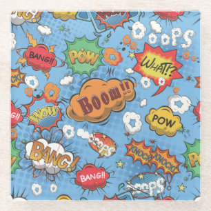 Cute Colorful Cartoon Speech Bubbles Glazen Onderzetter
