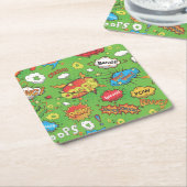 Cute Colorful Cartoon Speech Bubbles Kartonnen Onderzetters (Schuin)