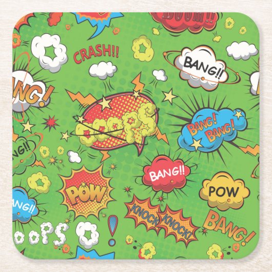 Cute Colorful Cartoon Speech Bubbles Kartonnen Onderzetters (Voorkant)