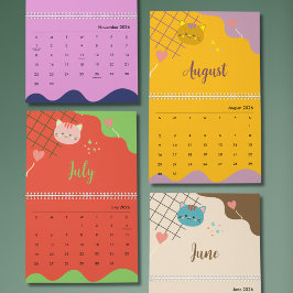 Cute Colorful Cat Calendar 2026 Kalender