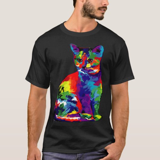 Cute Colorful Cat for Cat Pop T-shirt (Voorkant)