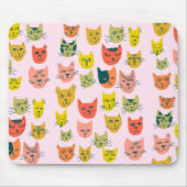 Cute Colorful Cat Head Patroze Muismat (Voorkant)