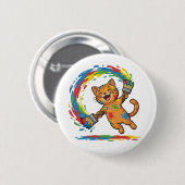 Cute Colorful Cat Paint Splash Button (Voorkant /achterkant)